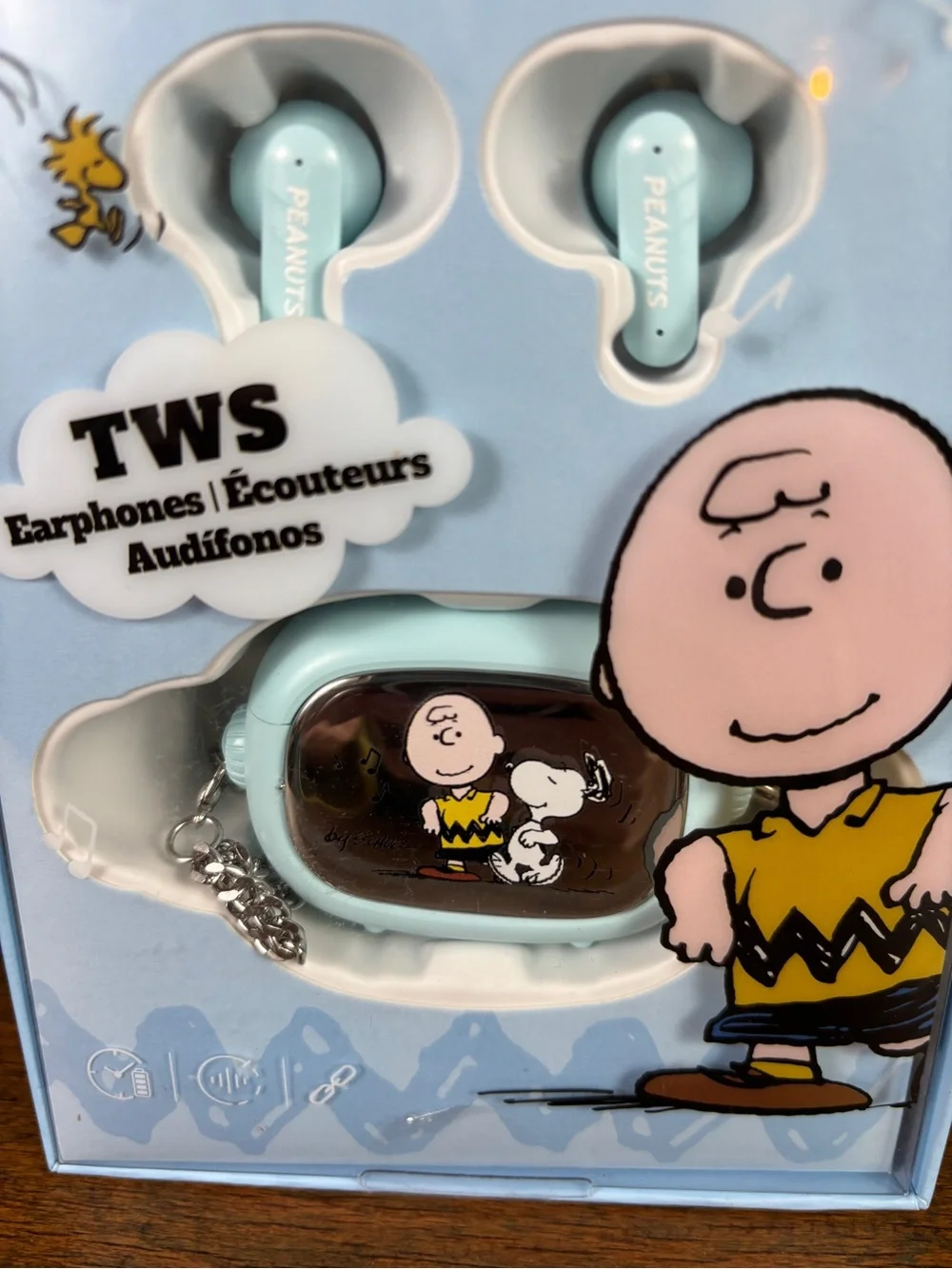 Peanuts Miniso Light Blue Charlie Brown TWS Earbuds with Themed Case